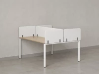 Бенч-система, 2 рабочих места, на П-образных опорах, 5 тканевых экрана 1400x1400x750 RM165-3-14x14 Вяз Швейцарский светлый/Белый