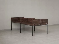 Бенч-система, 4 рабочих места, на П-образных опорах, 8 ЛДСП экранов 3200x1400x750 RM166-2-16x14 Дуб Апрельский шоколад/Черный