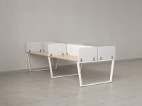 Бенч-система, 4 рабочих места, на U-образных опорах, 8 тканевых экранов 2800x1400x750 RM173-1-14x14 Вяз Швейцарский светлый/Белый