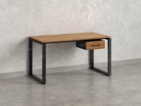 Стол прямой с подвесной тумбой, О-опора 1800x600x750 RM036-18x6 Дуб Юстус/Черный