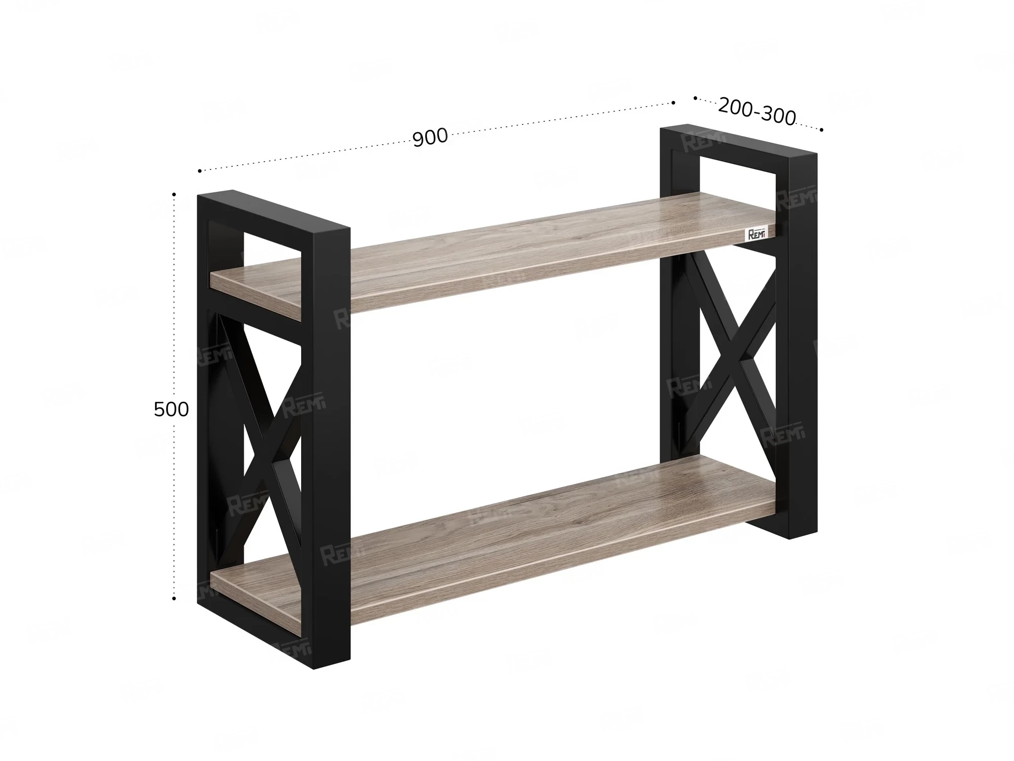 Полка настенная 900x200x500 RM196-90x20 Дуб Маувелла/Черный
