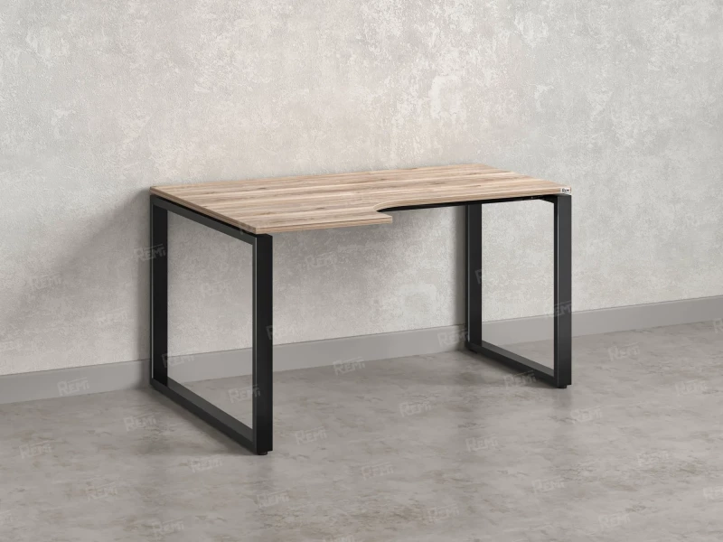 Стол угловой, О-опора, левый 1800x900/1200x750, RM055-18x9-12 Дуб Маувелла/Черный