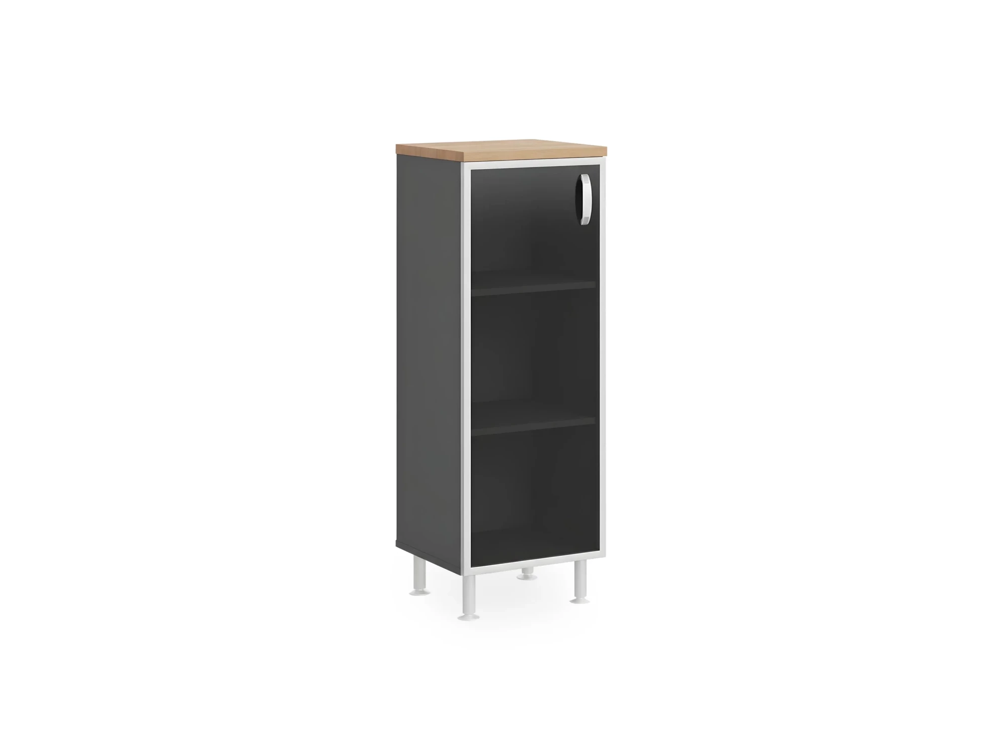 BRL RB050-45х43L Стеллаж закрытый витрина стекло в раме левый 450х430х1290 Акация/Черный