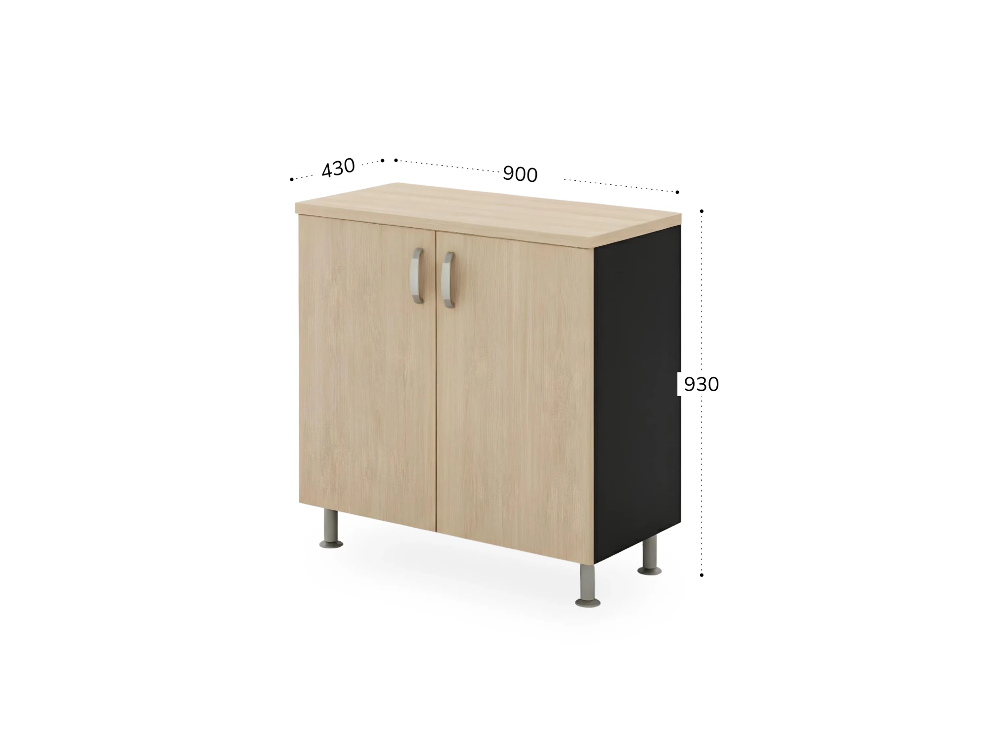 BRL RB046-90х43 Шкаф закрытый 2 уровня 900х430х930 Акация/Черный