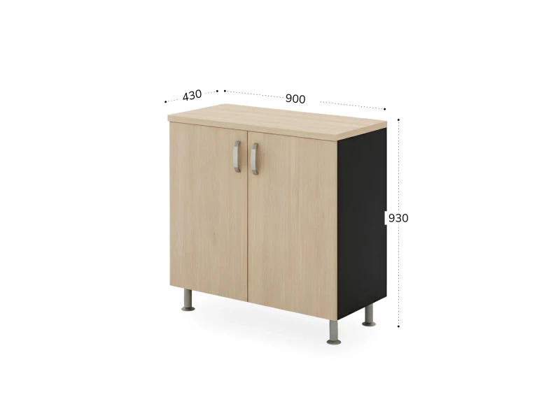 BRL RB046-90х43 Шкаф закрытый 2 уровня 900х430х930 Акация/Черный