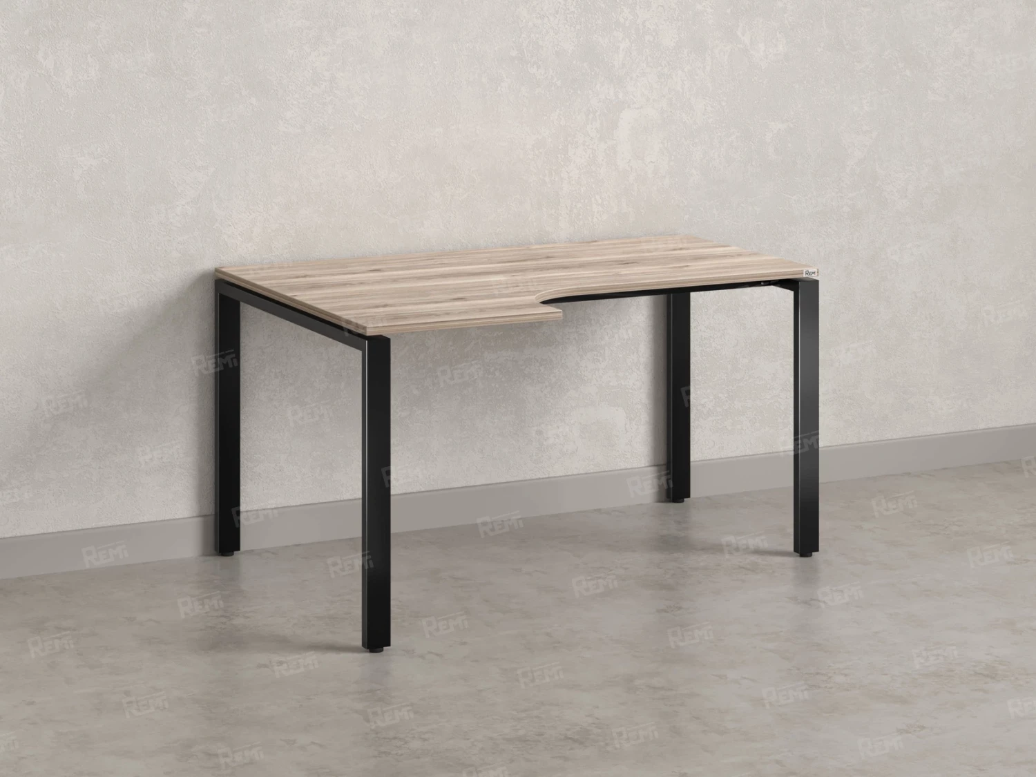 Стол угловой, П-опора, левый 1600x900/1200x750, RM053-16x9-12 Дуб Маувелла/Черный