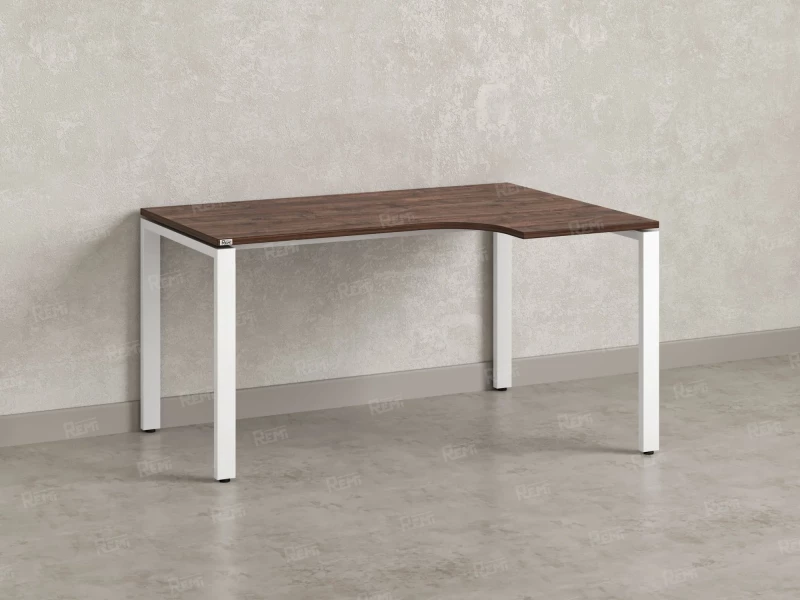 Стол угловой, П-опора, правый 1400x800/1000x750, RM052-14x8-10 Дуб Апрельский шоколад/Белый