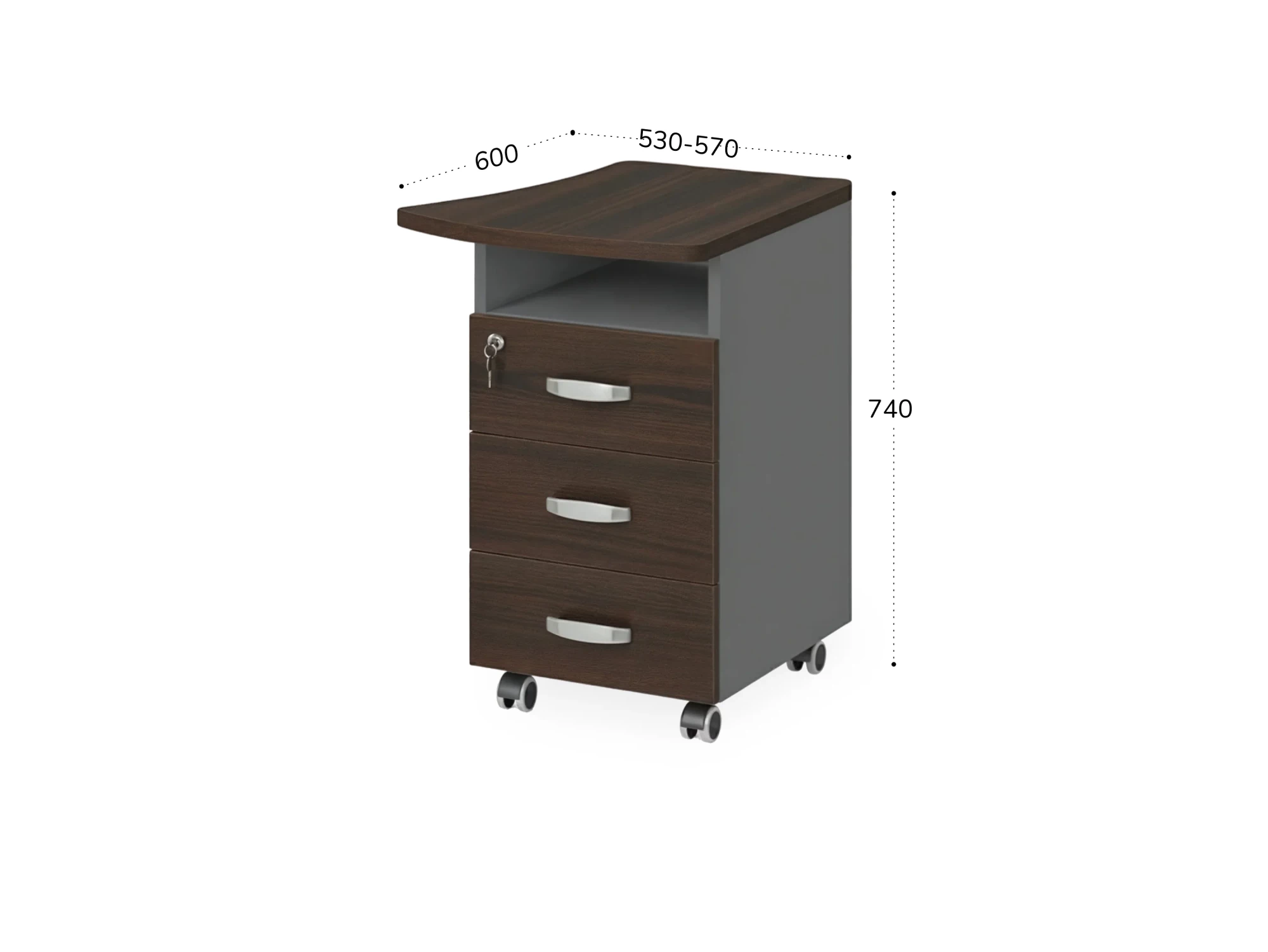 BRL RB085-53х60R Тумба приставная правая 530х600х740 Венге/Серый вулканический