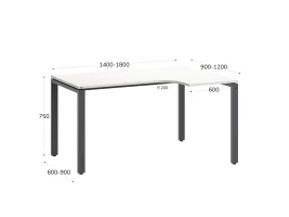 Стол угловой, П-опора, правый 1800x700/900x750, RM052-18x7-9 Белый/Серый
