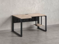 Стол угловой, экран металл, О-опора, левый 1400x900/1200x750, RM056-14x9-12 Дуб Маувелла/Черный