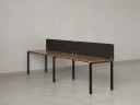 Бенч-система в 1 ряд, 2 рабочих места 2 тканевых экранов 2400x600x750 RM167-3-24x6 Дуб Юстус/Черный