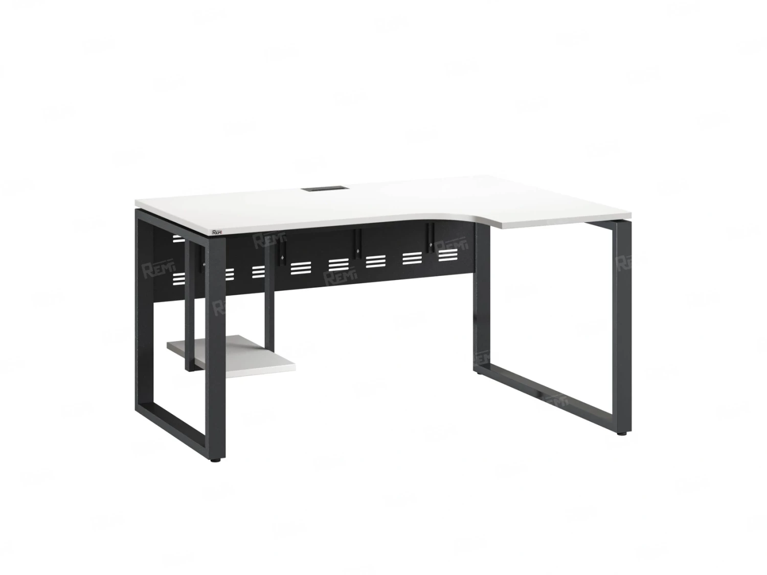 Стол угловой, экран металл, О-опора, правый 1600x700/900x750, RM057-16x7-9 Белый/Серый