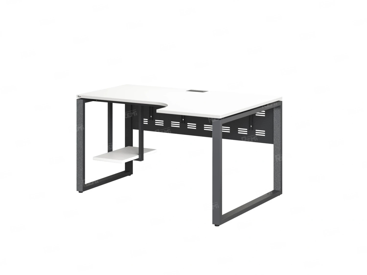 Стол угловой, экран металл, О-опора, правый 1600x700/900x750, RM057-16x7-9 Белый/Серый