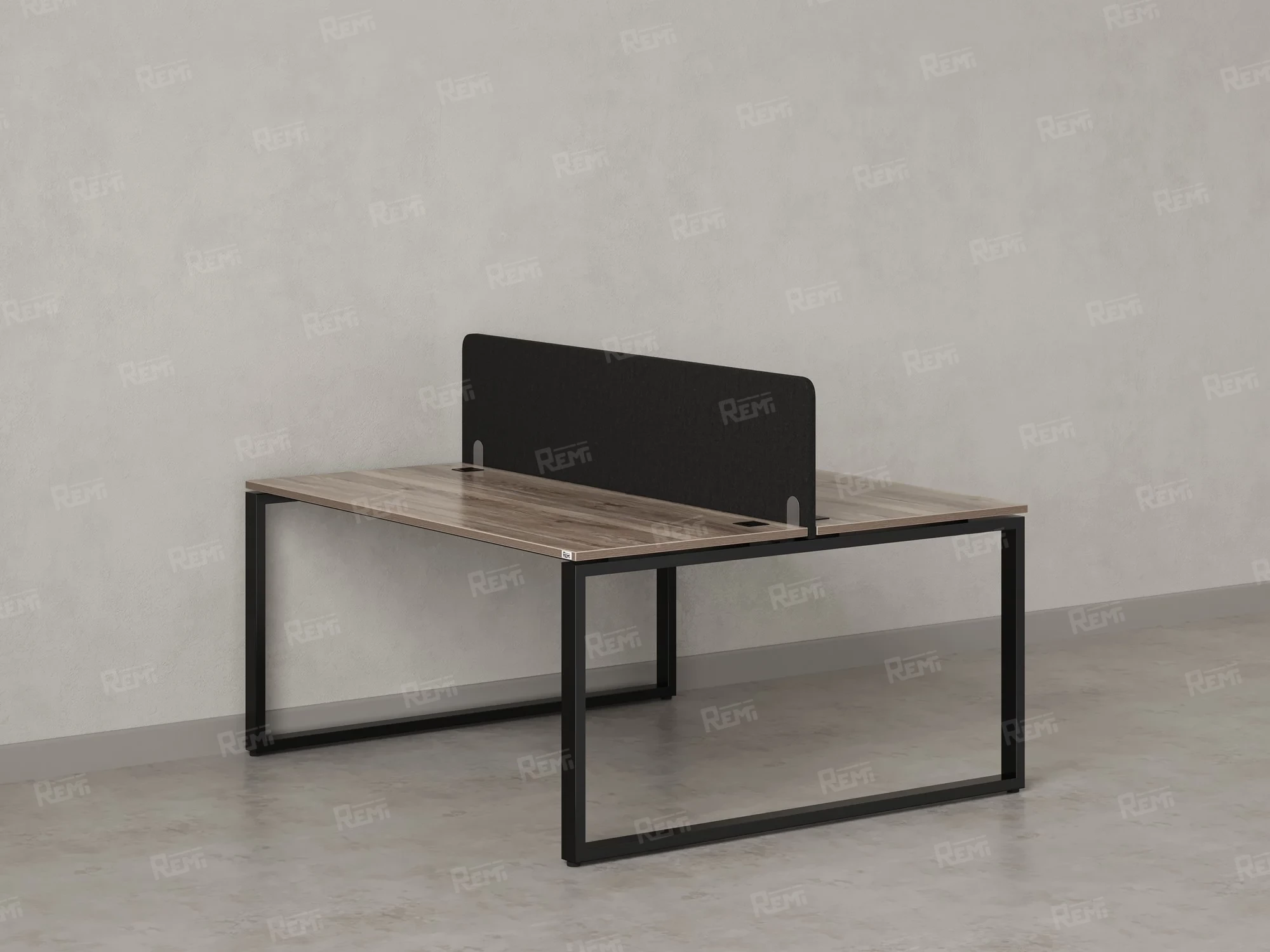 Бенч-система, 2 рабочих места, с одним тканевым экраном 1400x1200x750 RM169-1-14x12 Дуб Маувелла/Черный