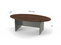 BRL RB007-240х120 Конференц-стол овальный 2400х1200х740 Орех Вармия/Серый вулкан-кий