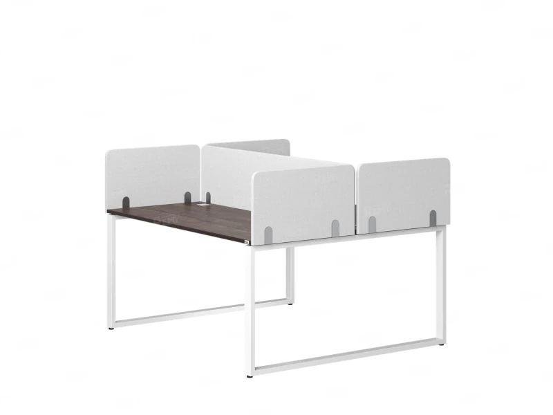 Бенч-система, 2 рабочих места, 5 тканевых экранов 1200x1200x750 RM169-3-12x12 Дуб Апрельский шоколад/Белый