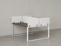 Бенч-система, 2 рабочих места, 5 тканевых экранов 1200x1200x750 RM169-3-12x12 Дуб Апрельский шоколад/Белый