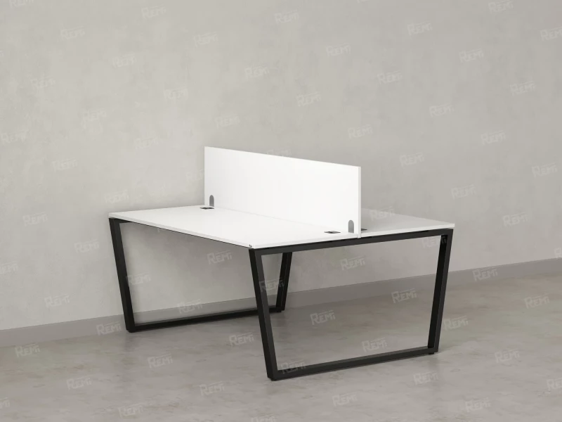 Бенч-система, 2 рабочих места, с одним экраном ЛДСП 1200x1600x750 RM172-2-12x16 Белый/Черный