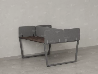 Бенч-система, 2 рабочих места, 5 тканевых экранов 1200x1200x750 RM172-3-12x12 Дуб Апрельский шоколад/Серый