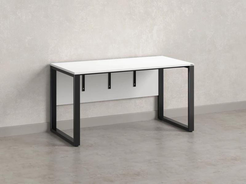 Стол прямой на О-образных опорах, экран ЛДСП 1400x600x750 RM006-14x6 Белый/Черный