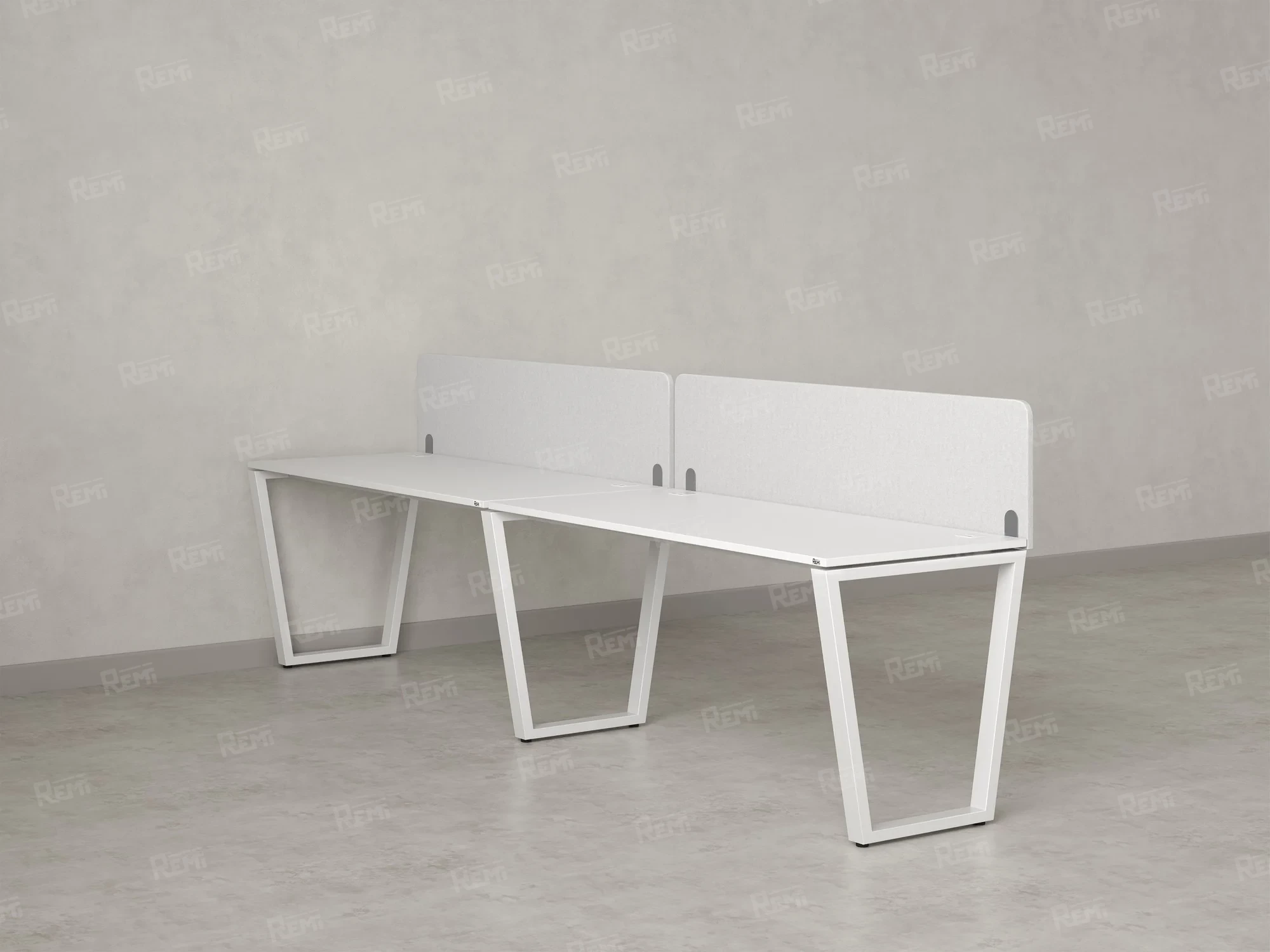 Бенч-система в 1 ряд, 2 рабочих места 2 тканевых экранов 2400x700x750 RM174-3-24x7 Белый/Белый