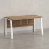 Стол прямой, Л-опора, экран ЛДСП,парящая стол-ца 1600x600x750 RM009-16x6 Дуб Юстус/Белый