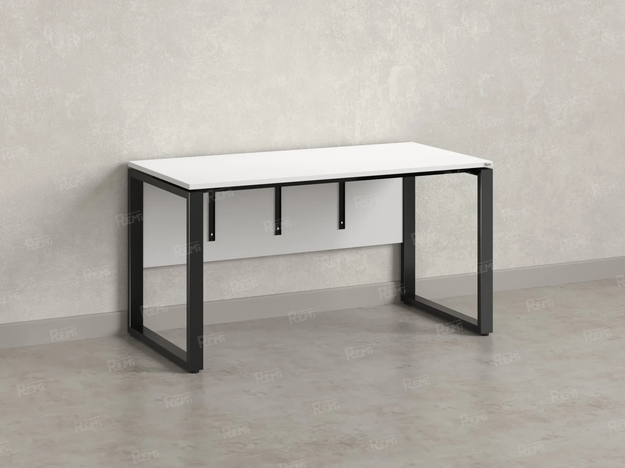Стол прямой, О-опоры, экран ЛДСП,парящая стол-ца 1000x800x750 RM008-10x8 Белый/Черный