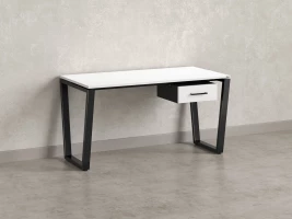 Стол прямой с подвесной тумбой, U-опора 1600x800x750 RM034-16x8 Белый/Черный