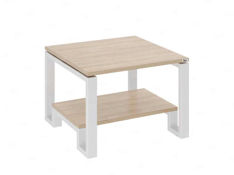 Журнальный стол с полкой 800x800x550 RM181-8x8 Вяз Швейцарский светлый/Белый
