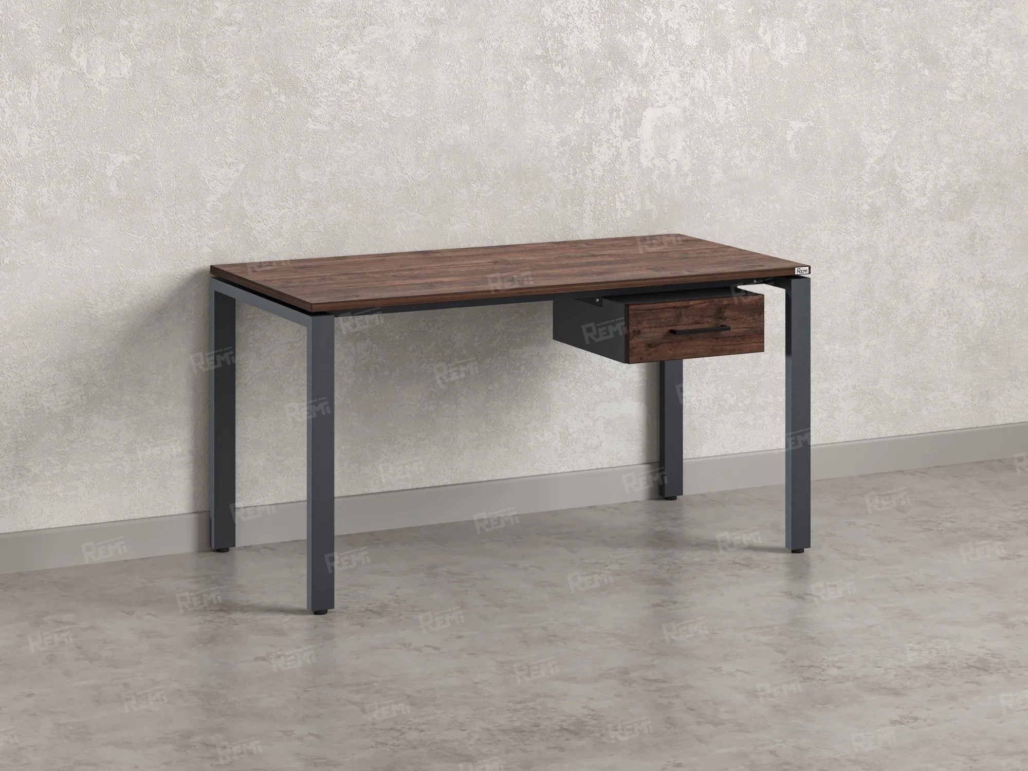 Стол прямой с подвесной тумбой, П-опора 2000x600x750 RM038-20x6 Дуб Апрельский шоколад/Серый