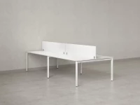 Бенч-система, 4 рабочих места, на П-образных опорах, 2 ЛДСП экранов 3200x1200x750 RM166-4-16x12 Белый/Белый