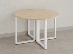Круглый стол на О-образных опорах 1200x1200x750 RM187-12x12 Вяз Швейцарский светлый/Белый