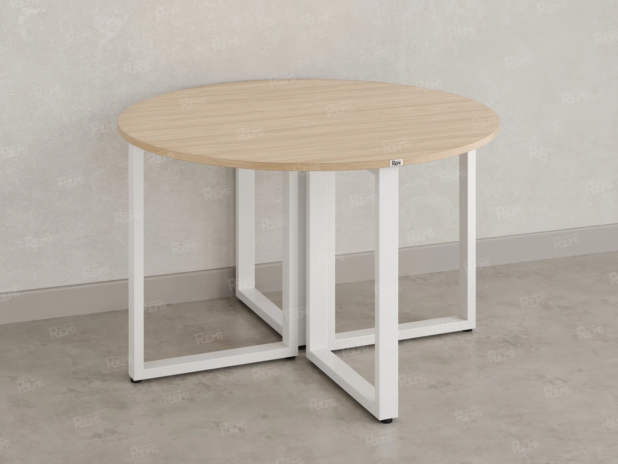 Круглый стол на О-образных опорах 1200x1200x750 RM187-12x12 Вяз Швейцарский светлый/Белый