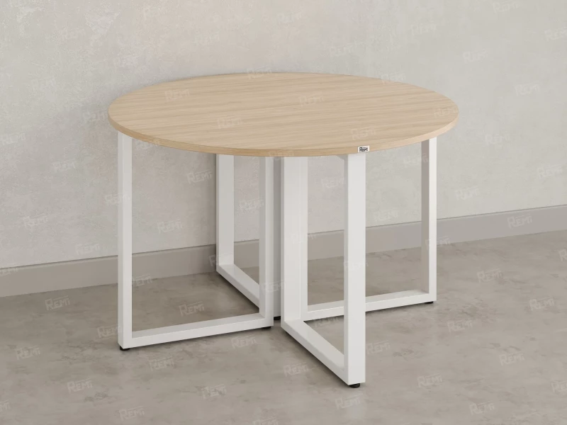 Круглый стол на О-образных опорах 1200x1200x750 RM187-12x12 Вяз Швейцарский светлый/Белый