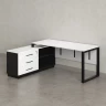 Стол прямой с тумбой L, ЛДСП экран, О-опора 1400x600x750 RM013L-14x6 Белый/Черный