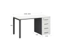 Стол прямой с тумбой на П-образных опоре, правый 1600x700x750 RM103-16x7 Белый/Серый