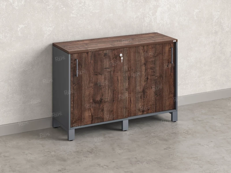 Низкий шкаф-купе 1200x420x850 RM124-120x42 Дуб Апрельский шоколад/Серый
