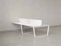 Бенч-система, 4 рабочих места, на U-образных опорах, 2 ЛДСП экранов 3200x1200x750 RM173-4-16x12 Белый/Белый