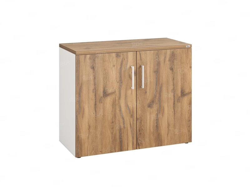 Шкаф низкий распашной, регулируемые опоры, 2 уровня 900x600x750 RM148-90x60 Дуб Юстус/Белый