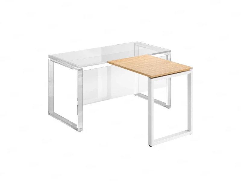 Брифинг прямой, с парящей столешнецей, на О-образном каркасе 1200x700x750 RM072-12x7 Вяз Швейцарский светлый/Белый