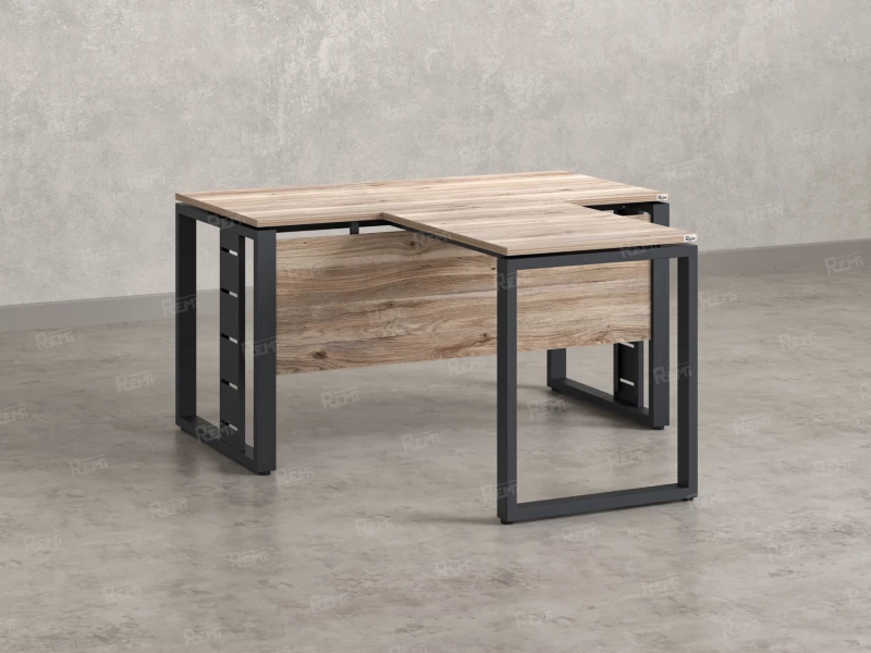 Стол с брифингом с парящей столешницей на О-образных опорах с экраном ЛДСП RM045-12x9 1200x2100x750 Дуб Маувелла/Серый