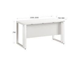 Стол прямой на О-образных опорах с экраном ЛДСП 1600x700x750 RM041-16x7 Белый/Белый
