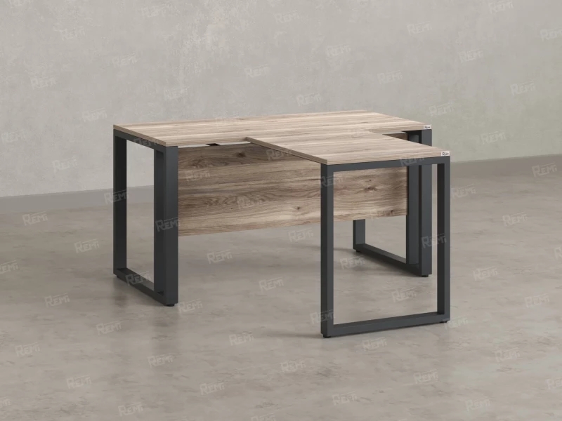 Стол с брифингом на О-образных опорах с экраном ЛДСП RM046-16x8 1600x2400x750 Дуб Маувелла/Серый