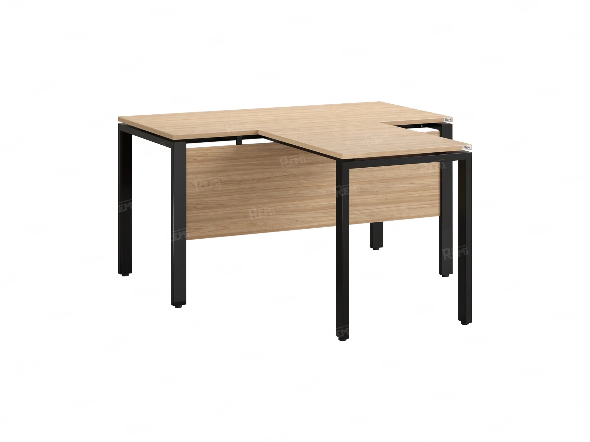 Стол с брифингом с парящей столешницей на П-образных опорах с экраном ЛДСП RM043-10x8 1000x1800x750 Вяз Швейцарский светлый/Черный