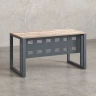 Стол прямой на О-образных опорах с металлическим экраном 1200x900x750 RM042-12x9 Дуб Маувелла/Серый