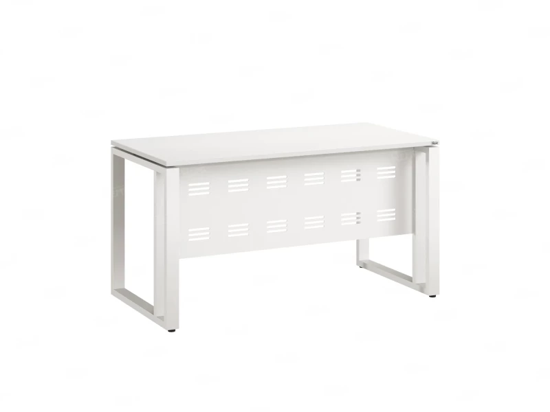 Стол прямой на О-образных опорах с металлическим экраном 1600x900x750 RM042-16x9 Белый/Белый