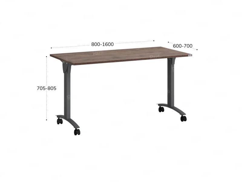 Стол складной, мобильный 1000x600x750 RM011-10x6 Дуб Апрельский шоколад/Серый