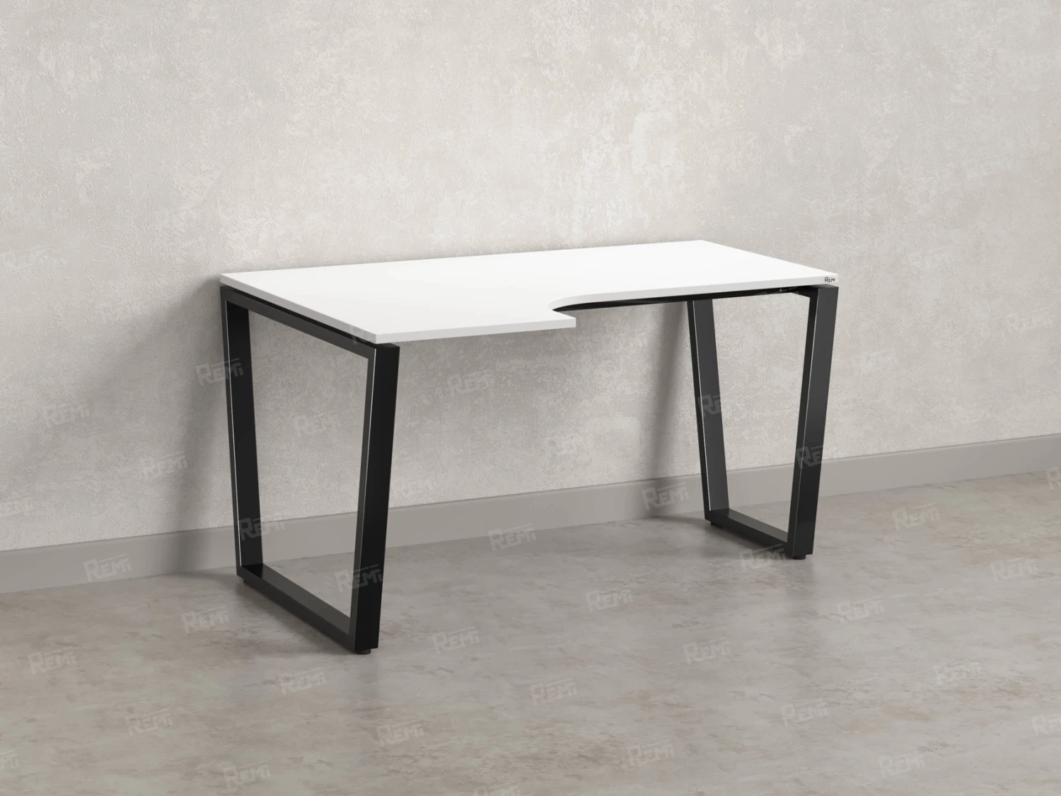 Стол угловой, U-опора, левый 1800x700/900x750, RM051-18x7-9 Белый/Черный