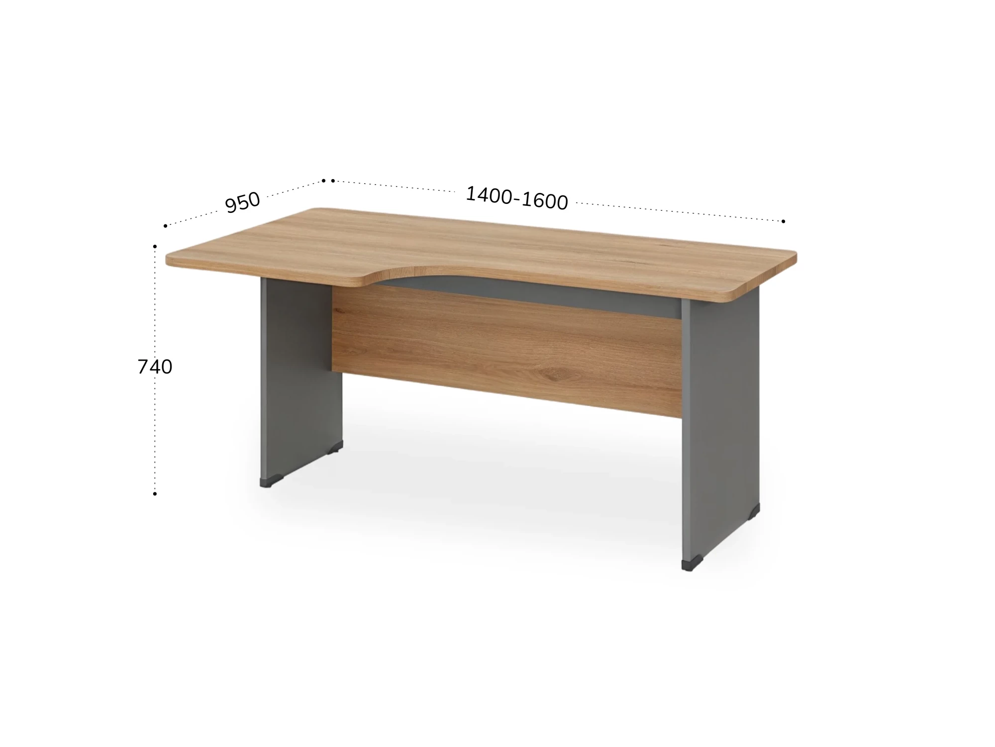 BRL RB085-140х95L Угловое рабочее место левое 1400х950х740 Акация/Серый вулкан-кий