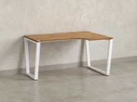 Стол угловой, U-опора, правый 1400x900/1200x750, RM050-14x9-12 Дуб Юстус/Белый